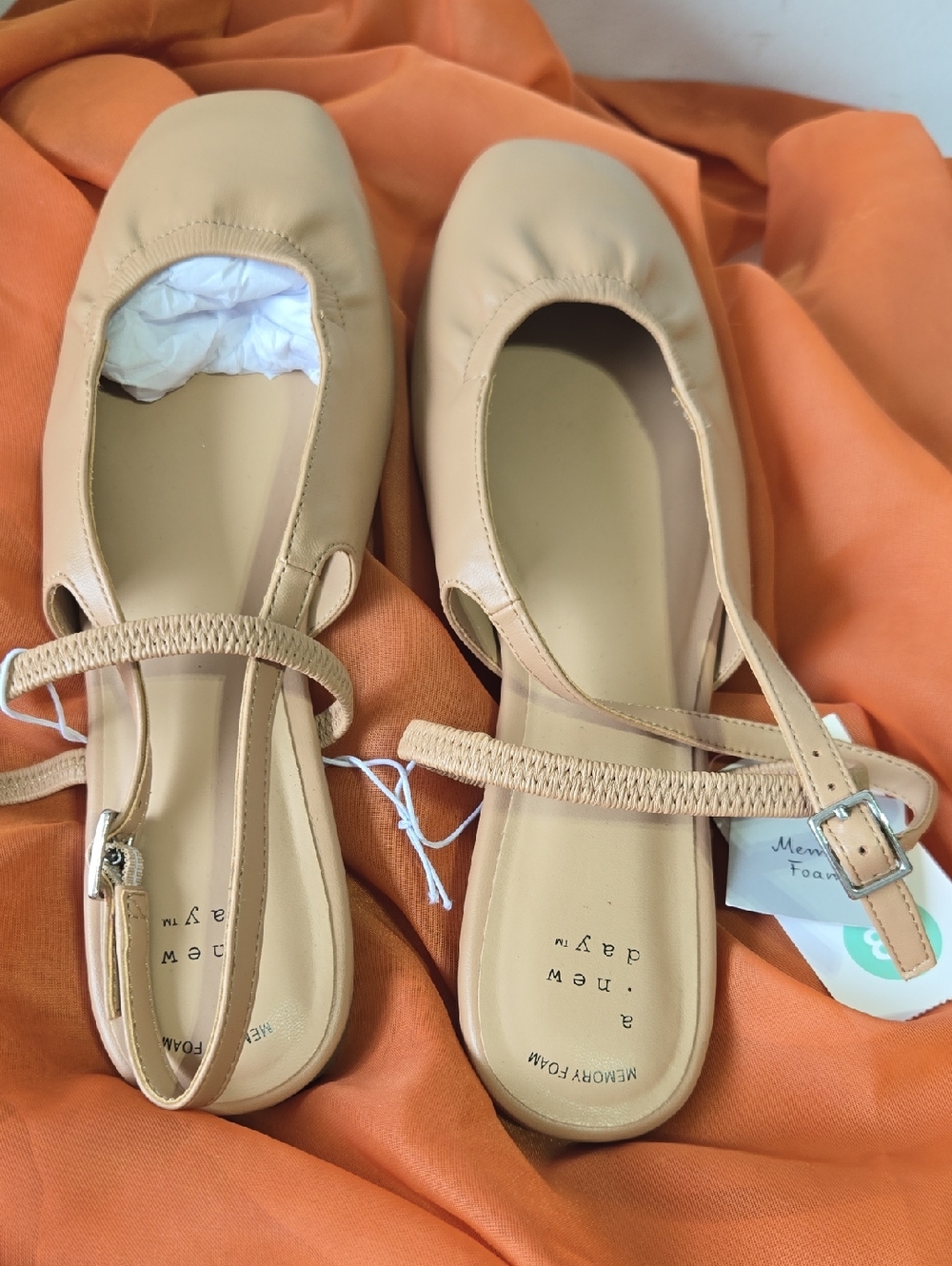 a new day Beige Slingback Memory Foam Flats